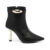 Bota Feminina Cano Curto Stessy Shoes Bico Fino Efeito Lesma Salto Metalizado Chic  Confortável