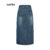 (Trendy) Lovito Casual Liso Lavado Midi Mulher Saia De Ganga L39Ad079 (Azul)