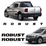 Kit 3 Adesivos Saveiro Robust Emblema Preto Modelo Original