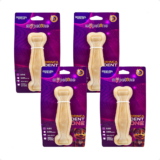 Kit 4 Brinquedo Osso Bamboo Brinca Dent One Sabor Bacon – I – Grande