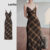 Lovito Vestido casual xadrez estrutura linha para mulheres L122AD011