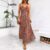 Lovito Vestido Boho Criss Cross Split Frente Vestido Para Mulheres LNL73018
