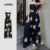 (Trendy) Lovito Macacão Casual Floral Com Babados E Laço Para Mulheres L132ED1033