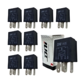 Kit 10 Mini Rele Auxiliar 12V 40 Amperes Resistor 4 Pinos Para Automóveis Universal DNI0125
