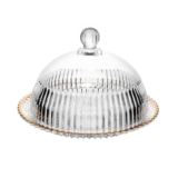 Queijeira Wolff Imperatriz Cristal Fio de Ouro 20cm Para Servir com Estilo