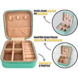 Organizador Viagem Mini Porta Joias Para Acessórios Pulseira Anel Colar Com Divisórias Zíper