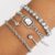 4 Pçs Cheio De Diamante Abertura Prata Pulseira Feminina Strass Pulseira Luxo Vintage Jóias Femininas