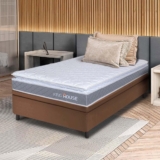 Conjunto Box Baú Marrom Durban Cinza Espuma D28 Solteiro 88x188x64 – King House