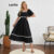 (Trendy) Lovito Vestido Elegante Vestido Liso Com Babados E Fita Contrastante Para Mulheres LBL19238