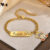 Pulseira Infantil Vnox Crown Bear Para Bebês E Crianças , Pulseiras Douradas Com Nome Personalizado Data , Presentes De