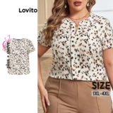 Lovito Blusa Curva Plus Size Casual Ditsy Floral Padrão Blusa Básica Para Mulheres LBL17292
