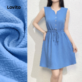 Lovito Vestido Casual liso com gravata frontal para mulheres L132ED682