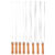 Kit 8 Espetos 75cm Preparo Churrasco Simples e Duplo Cabo Madeira Aço Cromado Mor