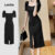 Lovito Vestido elegante liso com frente dividida para mulheres L132ED285