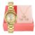 Relógio feminino Condor dourado, pequeno, com colar e brincos. Moda CO2035NAQ/K4X