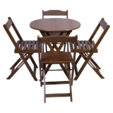 Jogo De Mesa Dobravel Com 4 Cadeiras Tampo Redondo 70X70 Imbuia – Marrom