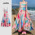 Lovito Vestido Boho com padrão geométrico para mulheres L132ED353