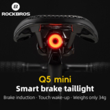 ROCKBROS Luz Traseira Da Bicicleta Recarregável À Prova Dwaterproof Água Inteligente Sensor De Freio Automático Q5Mini L