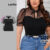 Lovito Blusa Curva Plus Size Elegante Blusa De Costura De Tecido Liso Com Contas Para Mulheres LBL17283