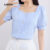 Lovito Blusa elegante de Jacquard frontal com botão liso para mulheres L129ED567