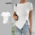 Lovito Camiseta Elegante Lisa Plissada Dividida Para Mulheres L65ED029 (Branco)