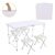 Kit Mesa Dobrável Portátil Que Vira Maleta Alúminio 120x60cm com 4 Banquinhos Dobráveis Brancos