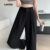 (Trendy) Lovito Calça Casual com fivela de Metal liso para mulheres L129ED459