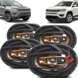 Kit Alto Falantes Dianteiros Traseiros Jeep Compass 2017/ – Hurricane Platino Quadriaxial 6×9 1200w