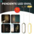 Kit 3 Luminária Pendente Led Oval Dourada e Preta de Luxo Moderna Luz Quente de Teto Bivolt