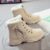Botas femininas de inverno com forro de lã quente de cano alto – bege, sola grossa, amarrado, bico redondo, salto médio,
