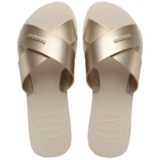 Rasteira Havaianas Aqua Metálica Feminina – Bege