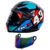 Capacete Moto Fw3 Gtx 43 Azul Vermelho Oculos Interno Top + Viseira Camaleão FW3