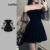 Lovito Vestido Casual Liso Com Acabamento Em Alface Vestido De Malha Drapeado Para Mulheres L102AD480