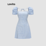 Lovito Vestido Casual Feminino Com Cadarço Vestido De Verão/primavera L55Ad100