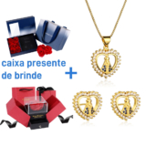 Kit Colar Brincos Delicado Coracao Luxo Nossa Senhora Banhado a Our 18k Conjunto Caixa De Presente Pra Namorada Romantic