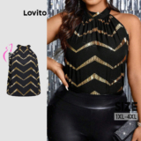 Lovito Blusa Curva Plus Size Elegante Blusa Listrada Com Babados Para Mulheres LBL19317