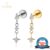 Piercing Orelha Tragus Helix Labret Oval Titânio Com Pingente Zircônia