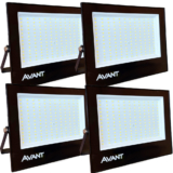 Kit 4 Refletor Led Slim200 Luz Branco Frio 6500W Bivolt 200W Iluminação Externa Comercio Avant
