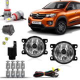 Kit de Farol Milha Neblina Auxiliar Farolete Completo Cibie Renault Kwid 2017 18 19 20 21 22 23 2024 Super Led 6000K