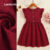 Lovito Vestido Infantil Fofo Com Babados Vermelho Para Primavera/verão Natal E Ano Novo Ideal Para Meninas L162LD280