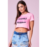 Cropped Feminino Com Logo Planet Girls Rosa Claro