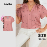 Lovito Blusa Curva Plus Size Elegante Blusa De Coração Em Formato De Coração Para Mulheres LBL18288
