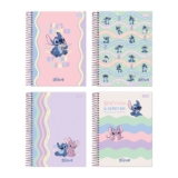 Caderno Espiral Foroni Colegial Capa Dura – Stitch 10 Matérias 160 Folhas – Embalagem com 4 Unidades (SORTIDO)