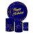 Kit Capa Painel Festa Pegue e Monte Redondo + Trio de Cilindros Veste Fácil Happy Birthday Feliz Aniversário Azul