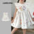 Lovito Kids Vestido Fofo com Babados para Primavera/verão Vestido Branco para menina L162LD201
