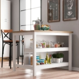Ilha Bancada Alta para Cozinha 2 Prateleiras 120cm x 90,5cm Denver Branco