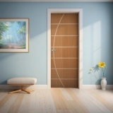 Folha de Porta Madeira Decorada 210x90cm Espessura 3,5cm Neblina MGM Mogno