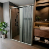 Box Para Banheiro de PVC 185x115cm Sanfonado Frontal BCF Branco