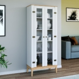 Cristaleira – Colonial 750cm X 1800cm X 410cm 2 Portas Mel/Branco