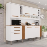 Armário de Cozinha 6 Portas 2 Gavetas Catar Branco/Cinamomo